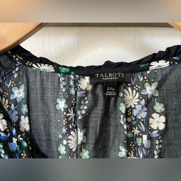 Talbots|Floral Tie Neck Smocked Blouse, Size 2X, Petite ••• Boho - Picture 8 of 11